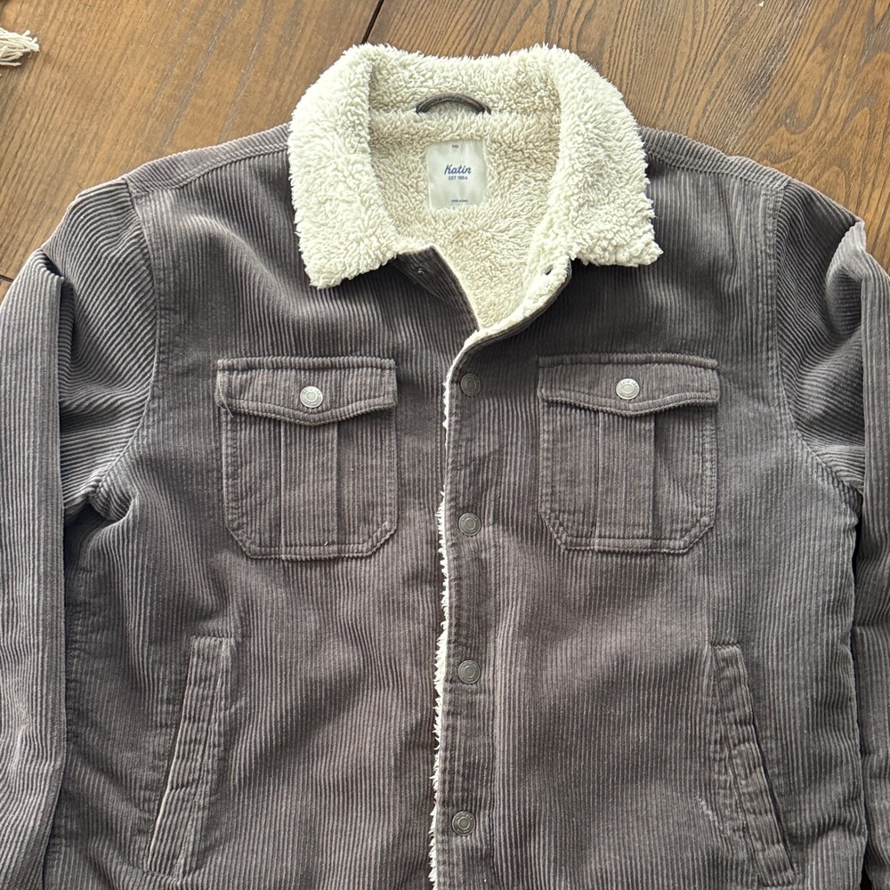 Katin Men’s Grey Corduroy Sherpa-Lined Jacket